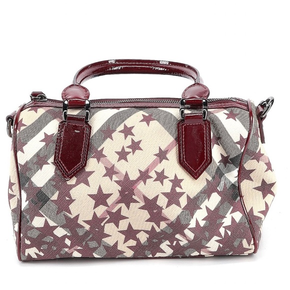 EUC Auth BURBERRY Supernova Star Check w/ Patent Leather Trims Small Bowler Bag - Picture 2 of 9